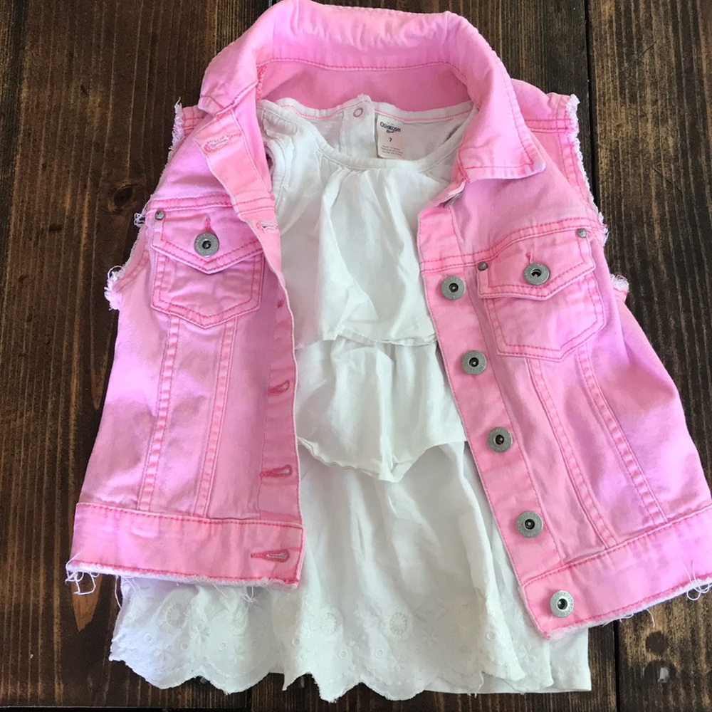 Girls size 7 top and jean jacket
